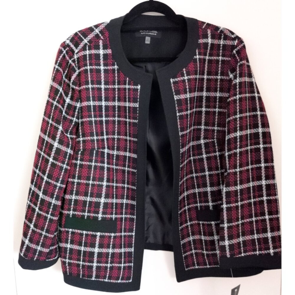 Plaid Blazer Red Jacket Gingham Office Siren Black Label Evan-Picone US 18 NWT